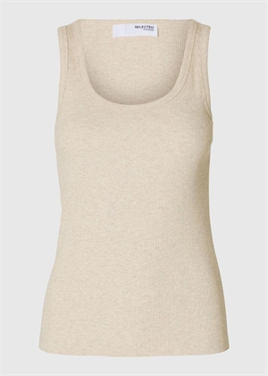 Anna u-neck tank Oatmeal Melange Selected Femme